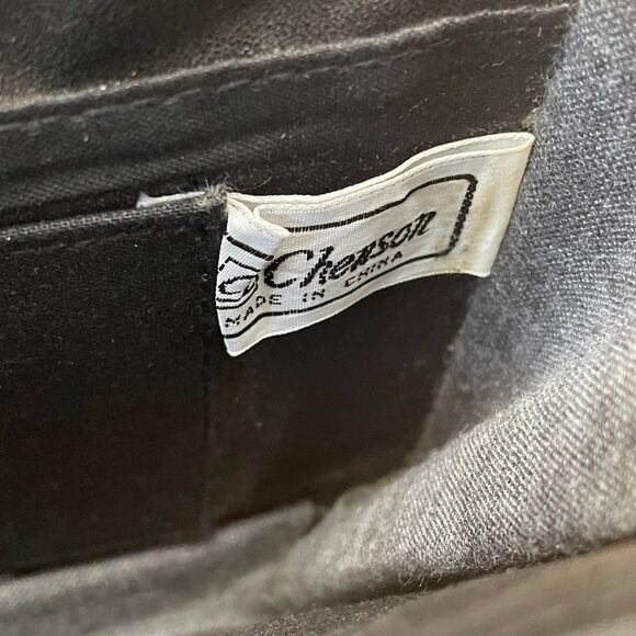 Vintage Chenson CS Oversized Black Clutch Wristlet Wallet Netal Clasp - Picture 9 of 12